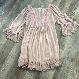 Staring at Stars Dusty Rose Bohemian dress with crochet detail